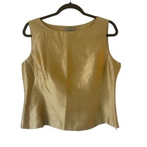 Kate Hill silk metallic gold sleeveless blouse size 8